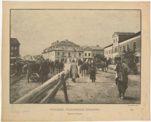 Rynek Podgórski - północno-wschodni narożnik_Rys. Władysław Szerner  ryt. Edward Nicz_1889