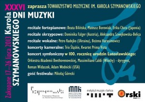 XXXVI Dni Muzyki Karola Szymanowskiego